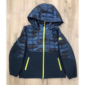 Snozu Boys Blue Soft‎ Shell Coat Outerwear Jacket with hood Size S 7/8